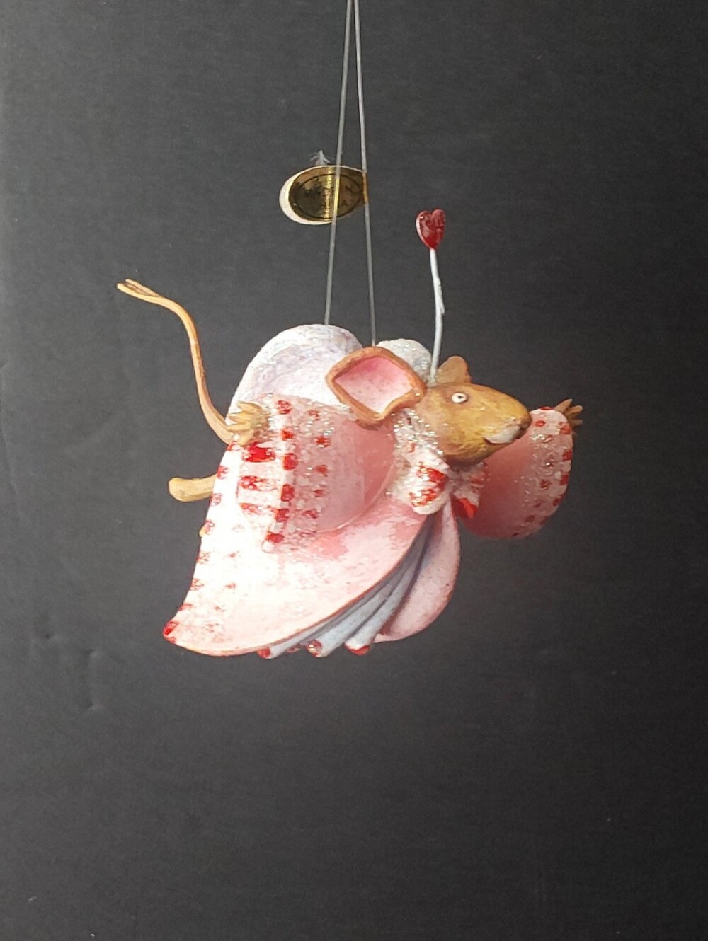 Department 56 Love Mouse Ornament - Pink and White